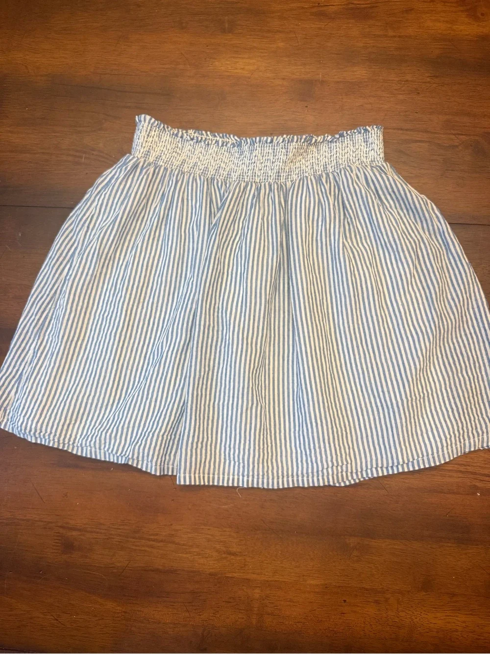 Old Navy Blue and White Striped Smocked Waist Skirt
